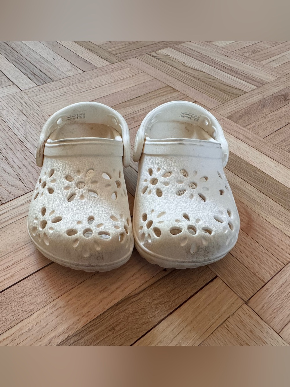 Kids White Floral Croc Shoes